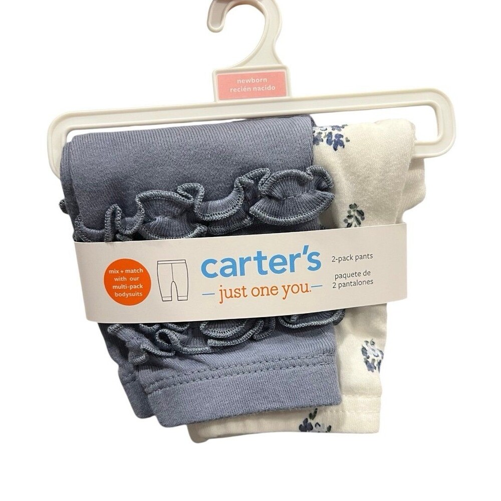 Baby Girls' 2pk Floral Ruffle Pants - Blue - Picture 1 of 6